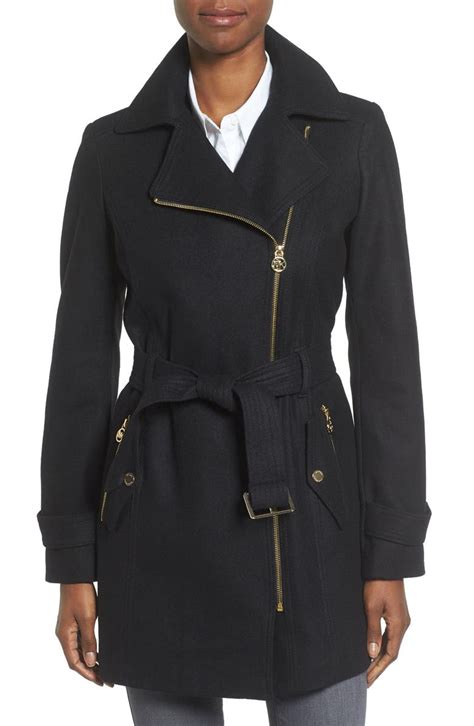 michael kors belted asymmetrical wool blend trench coat